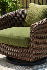 Horizon Hall - Swivel Lounge With Cushion - Brown / Green - R&R Furniture Gallery (Fountain Valley, CA)