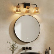 Moonlit - 3 Lights Wall Sconce With Shade, Bathroom Lighting Fixtures Over Mirror - Black / Rattan - R&R Furniture Gallery (Fountain Valley, CA)