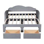 Upholstered Daybed With Cloud-Shaped Backrest, Trundle & 2 Drawers And USB Ports - R&R Furniture Gallery (Fountain Valley, CA)