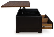 Wildenauer - Lift Top Cocktail Table - Brown / Black - R&R Furniture Gallery (Fountain Valley, CA)