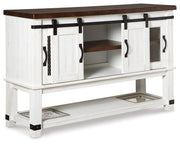 Valebeck - Dining Room Server - White / Brown - R&R Furniture Gallery (Fountain Valley, CA)