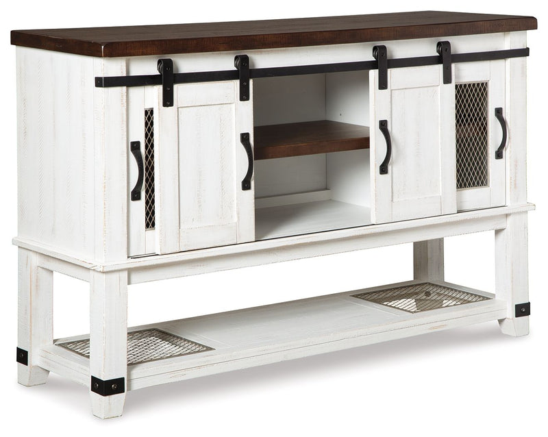 Valebeck - Dining Room Server - White / Brown - R&R Furniture Gallery (Fountain Valley, CA)