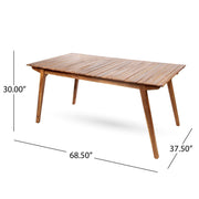 Outdoor teak dining table with sturdy frame, perfect for outdoor meals and gatherings, by Noble House.
