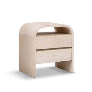 White washed Dune side table by Jennifer Taylor Home featuring a modern wooden design and sleek, minimalist style.