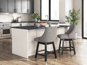 Neymorton - Upholstered Swivel Barstool (Set of 2) - Dark Grayish Brown - R&R Furniture Gallery (Fountain Valley, CA)