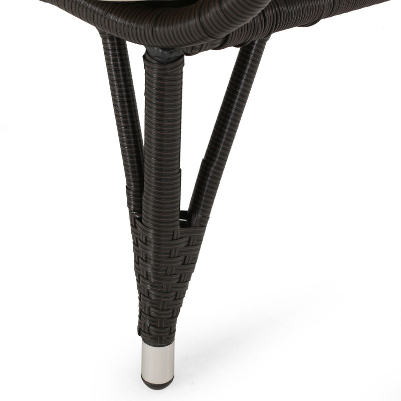 Noble House outdoor wicker standing basket chair with cushion, accent chair for patio or garden seating.