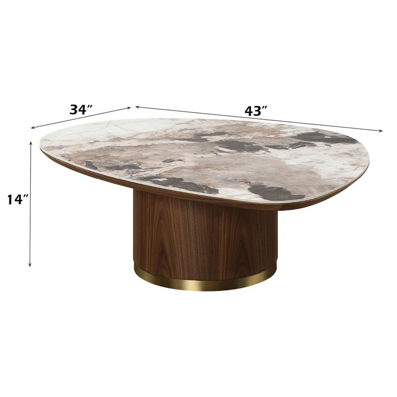 Willene - Coffee Table With Ceramic Top - Ceramic Top & Walnut - R&R Furniture Gallery (Fountain Valley, CA)