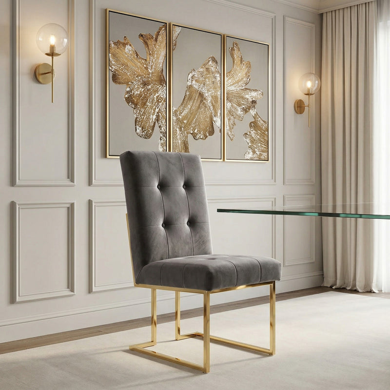 Legend Modern Grey Fabric & Gold Dining Chair (Set of 2) — view 5