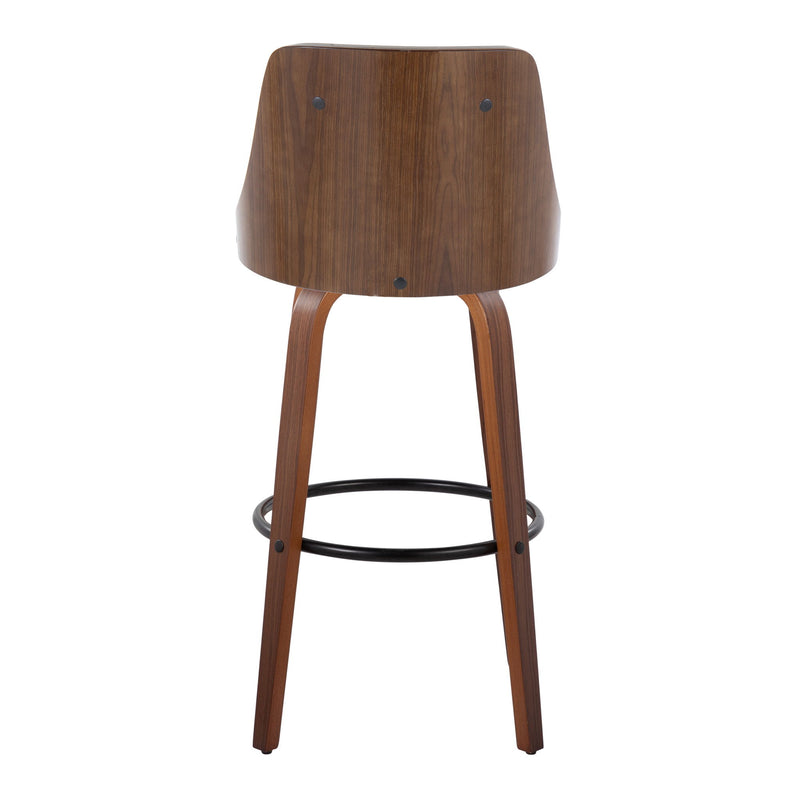 Gianna - Mid-Century Modern Fixed Height Barstool & Swivel With Round Footrest (Set of 2) - Gray