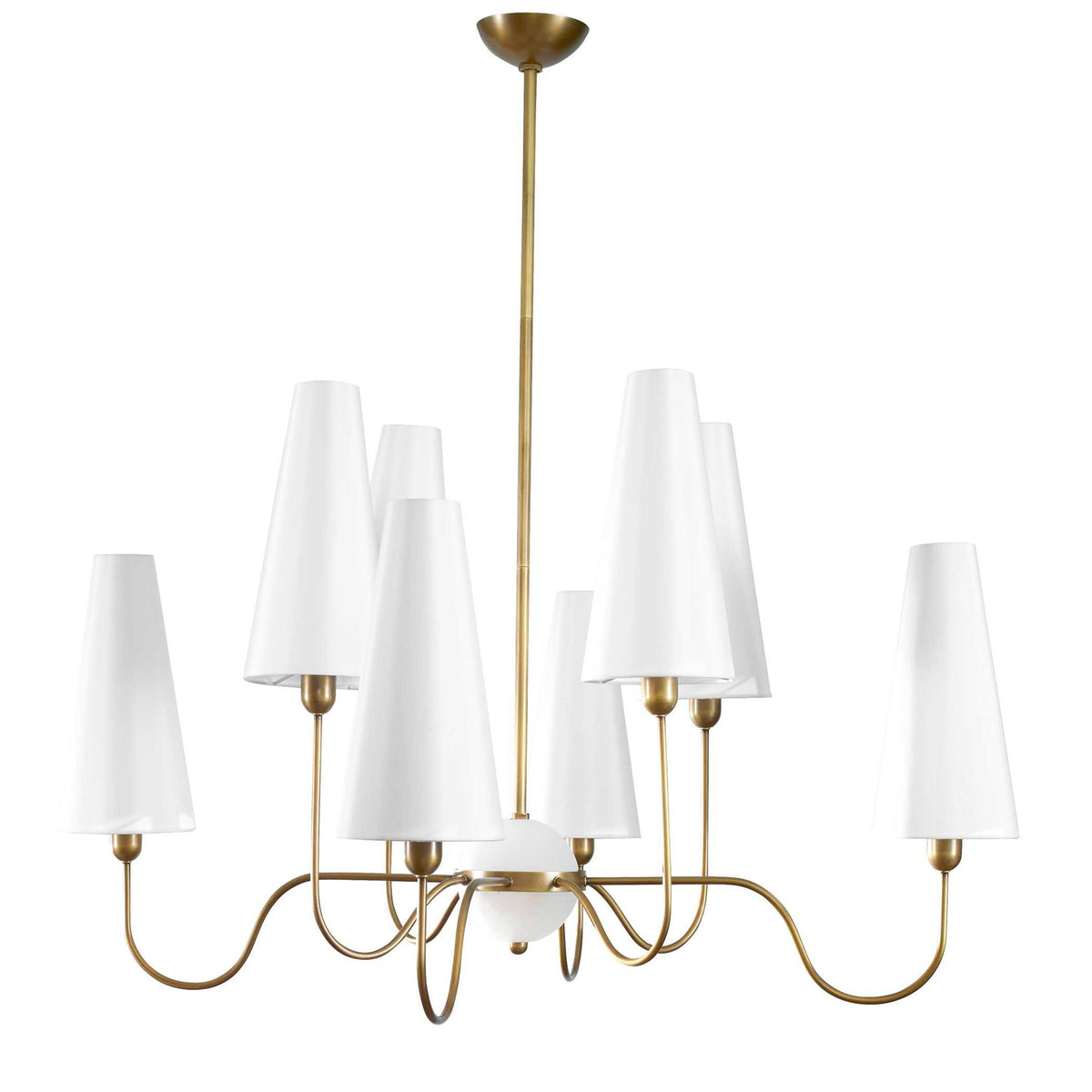Elle - 8 Light Chandelier - Brass / White