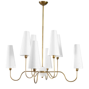 Elle - 8 Light Chandelier - Brass / White