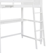 DreamHaus loft bed with built-in drawers, desk, and shelves, showcasing a space-saving bedroom furniture setup