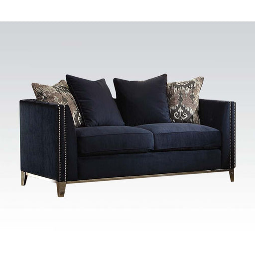 Phaedra - Loveseat With 4 Pillows - Blue Fabric - R&R Furniture Gallery (Fountain Valley, CA)