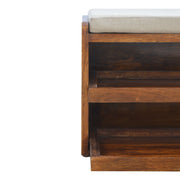 Pull Out Shoe Bench - Chestnut / Mud Linen - R&R Furniture Gallery (Fountain Valley, CA)