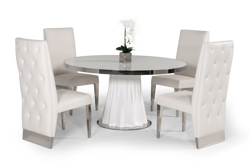 Cabaret Modern White Round Dining Table — view 3