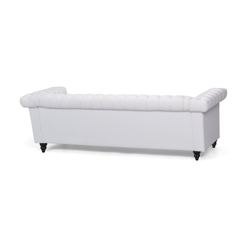 Noble House Chesterfield-style 3-seater sofa with deep button tufting and classic stationary design in a rich upholstery fabric.