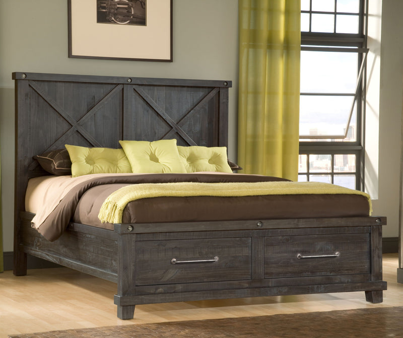 Yosemite Full-size Solid Wood Footboard Storage Bed in Cafe