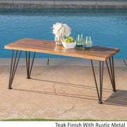 Zion - Outdoor Industrial Iron And Coffee Table - Teak - R&R Furniture Gallery (Fountain Valley, CA)