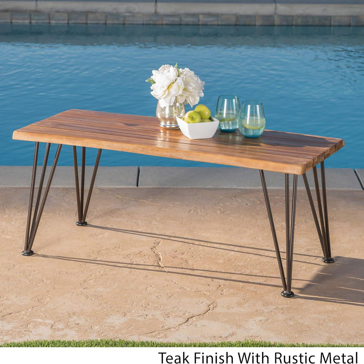 Zion - Outdoor Industrial Iron And Coffee Table - Teak
