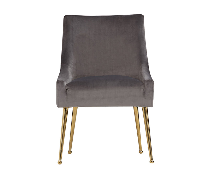 Castana Modern Grey Velvet & Gold Dining Chair (Set of 2) — view 2