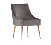 Castana Modern Grey Velvet & Gold Dining Chair (Set of 2) — view 3