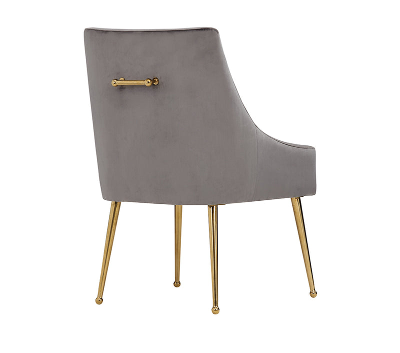 Castana Modern Grey Velvet & Gold Dining Chair (Set of 2) — view 4