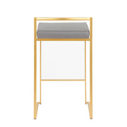 Lumi Source Fuji contemporary glam design counter stool set with upholstered seats and sleek metal legs, modern style for kitchen or bar.