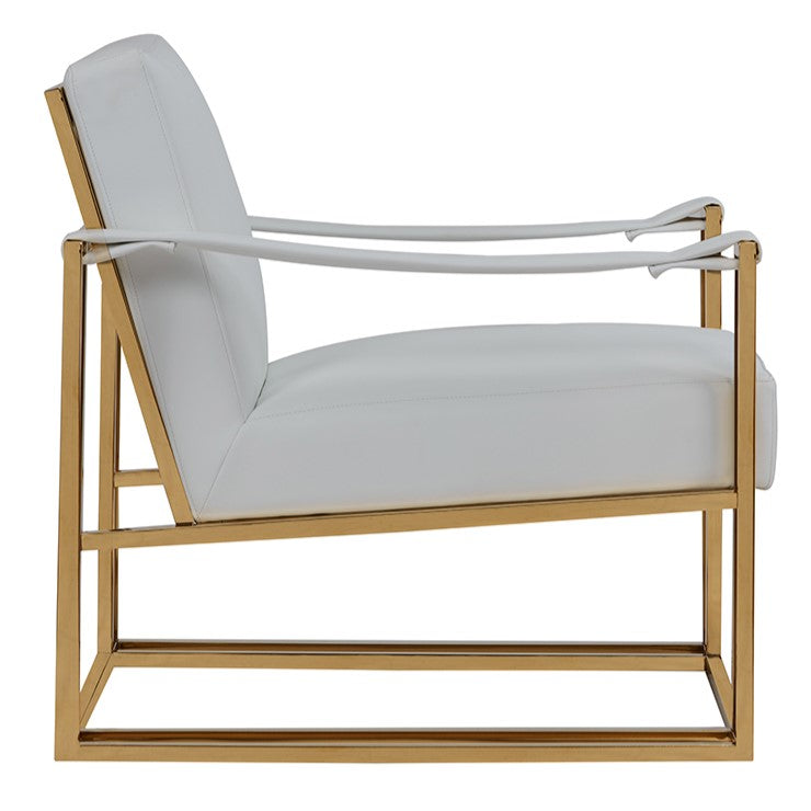 Larson Modern White Leatherette & Gold Accent Chair — view 3