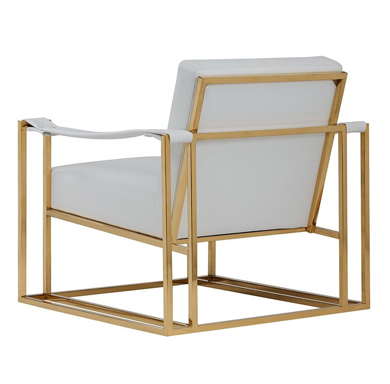 Larson Modern White Leatherette & Gold Accent Chair — view 4