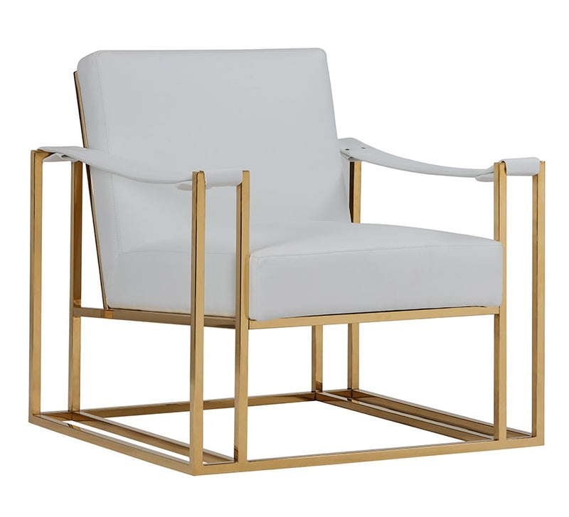 Larson Modern White Leatherette & Gold Accent Chair — view 2