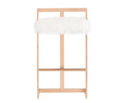 Halifax Modern White Faux Fur & Rosegold Bar Stool — view 2