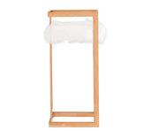 Halifax Modern White Faux Fur & Rosegold Bar Stool — view 3