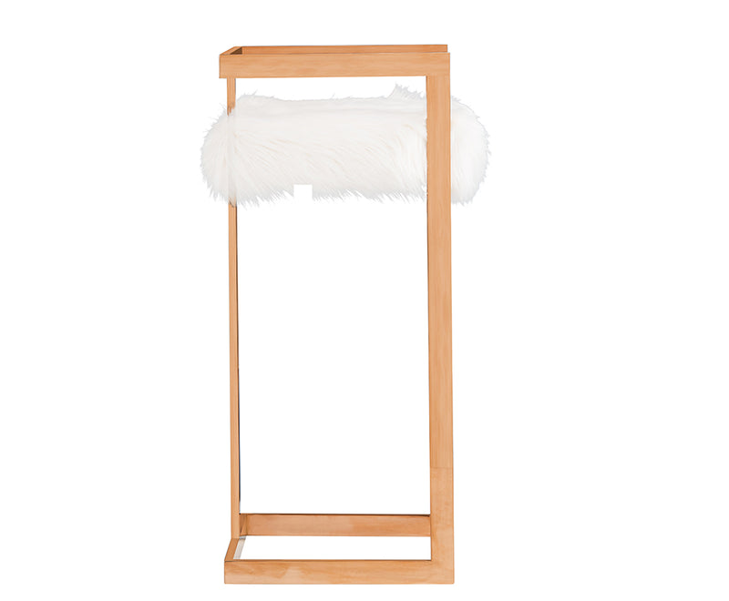 Halifax Modern White Faux Fur & Rosegold Bar Stool — view 3
