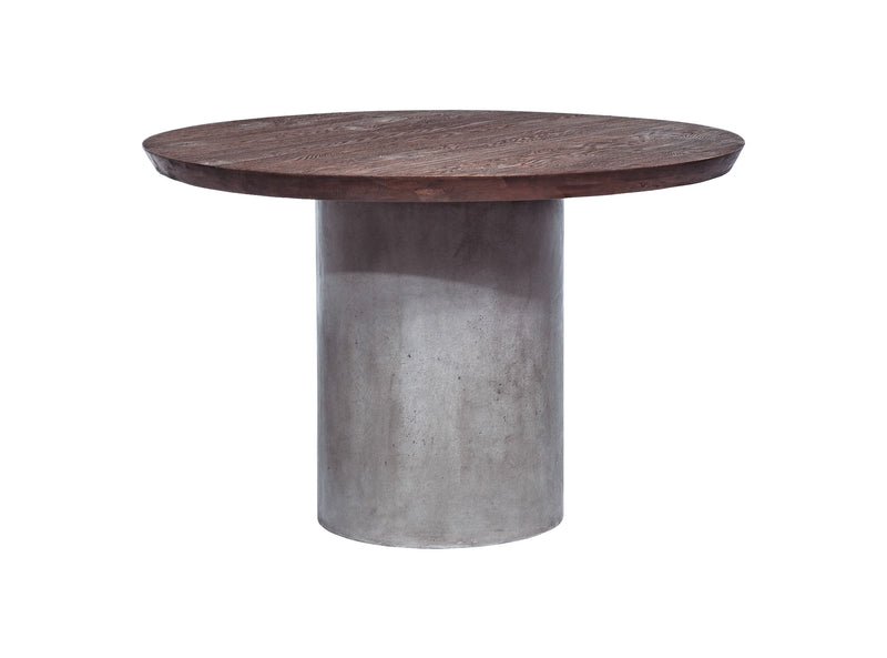 Renzo Modern Round Oak & Concrete Dining Table — view 4