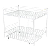 Steel construction bunk bed by DreamHaus with sturdy metal frames and ladder for space-saving sleep solutions.