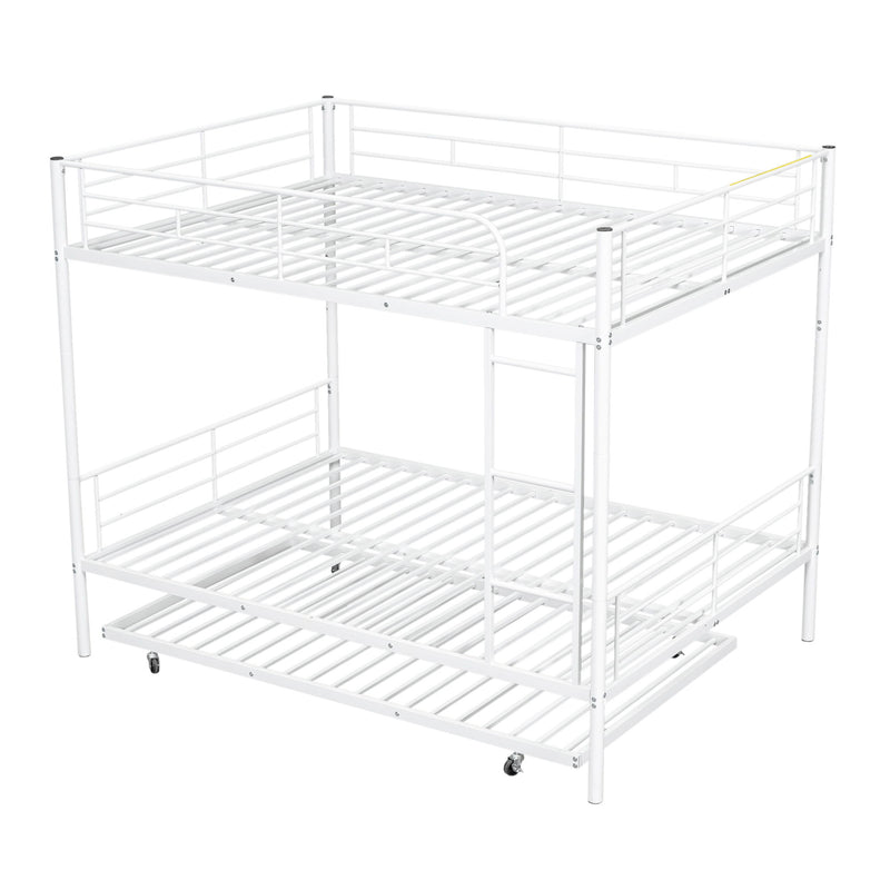 Steel construction bunk bed by DreamHaus with sturdy metal frames and ladder for space-saving sleep solutions.