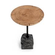 Natural and black Linden end table by Classic Home featuring a sleek design and wooden finish for living room decor.