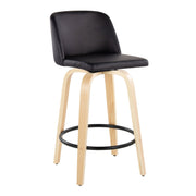 Toriano - Contemporary Modern Fixed Height Counter Stool Swivel With Round Footrest (Set of 2) - R&R Furniture Gallery (Fountain Valley, CA)
