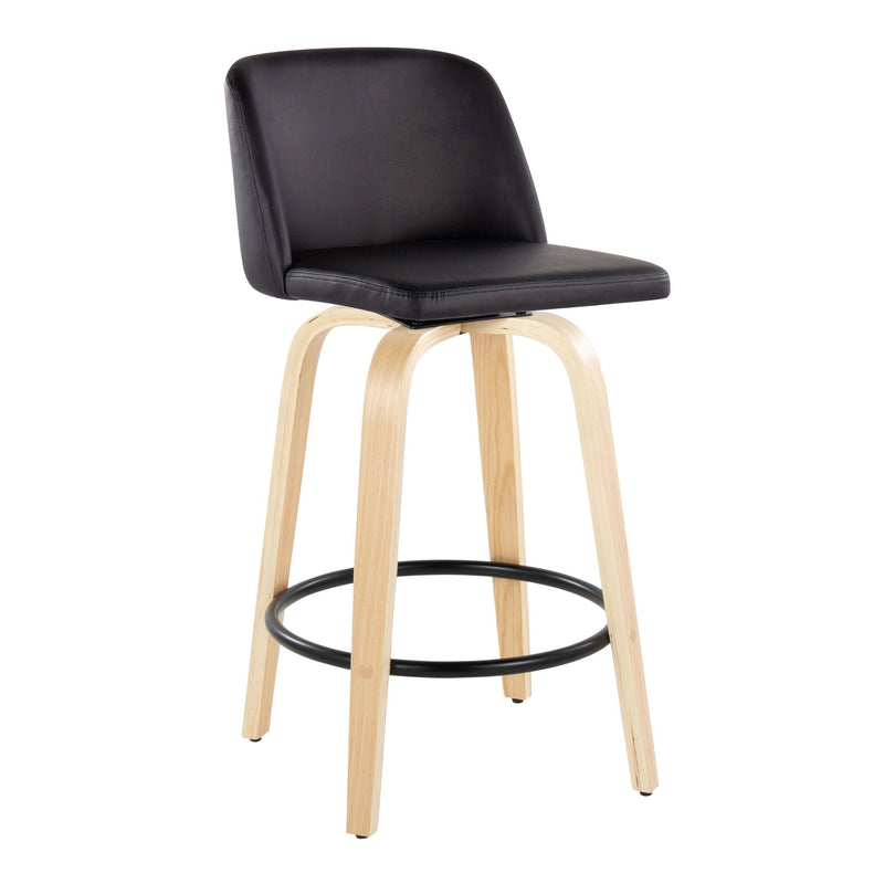 Toriano - Contemporary Modern Fixed Height Counter Stool Swivel With Round Footrest (Set of 2) - R&R Furniture Gallery (Fountain Valley, CA)