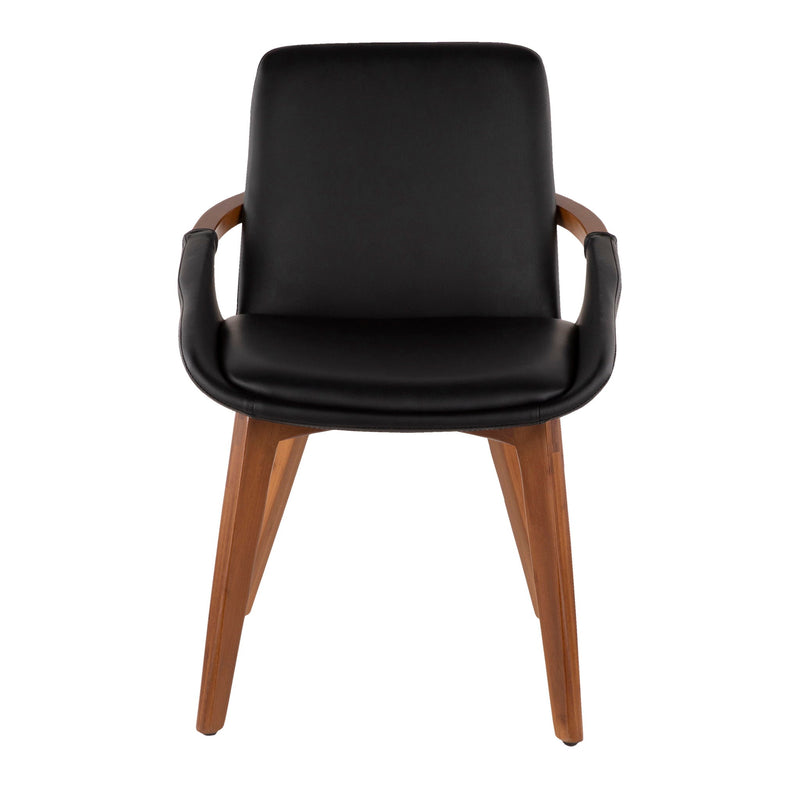 Lumi Source Cosmo mid-century side chair with wooden legs and upholstered seat in a modern living room setting.