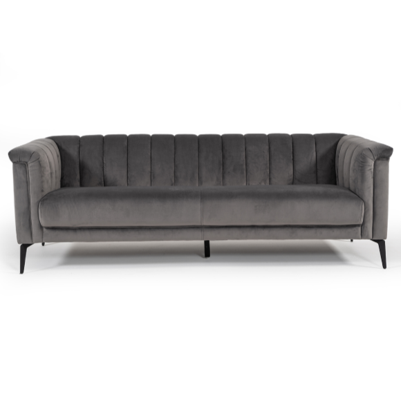 Jeremy Modern Grey Velvet Sofa — view 3