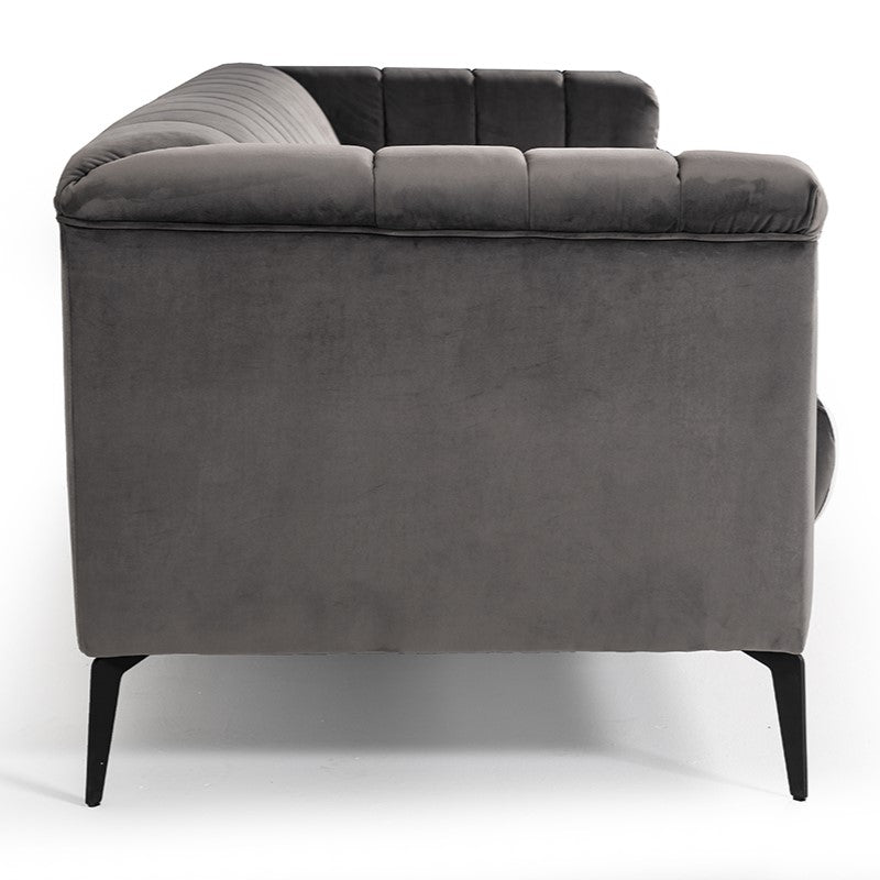 Jeremy Modern Grey Velvet Sofa — view 5