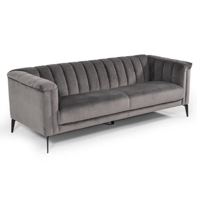 Jeremy Modern Grey Velvet Sofa — view 4