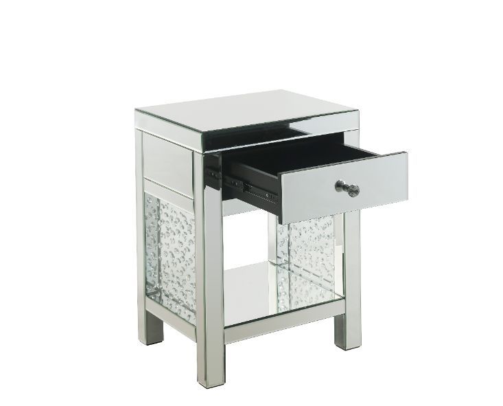 Nysa - 18" X 14" Accent Table - Mirrored & Faux Crystals - R&R Furniture Gallery (Fountain Valley, CA)