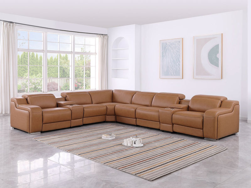 1116 - 8-Piece L-Shaped Sectional Sofa In With 4 Power Recliners & Power Headrests - R&R Furniture Gallery (Fountain Valley, CA)