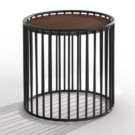 Bronson Modern Walnut & Black Round Tea Table — view 2