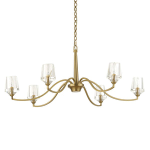 Uttermost Barcelona 6-light brass chandelier with gold finish, featuring elegant curved arms and classic design.