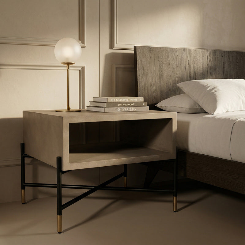 Walker Modern Concrete & Metal Nightstand — view 5