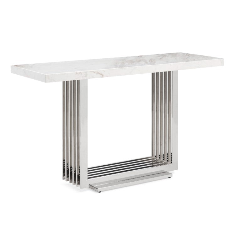 Kingsley Modern Marble & Stainless Steel Console Table — view 5