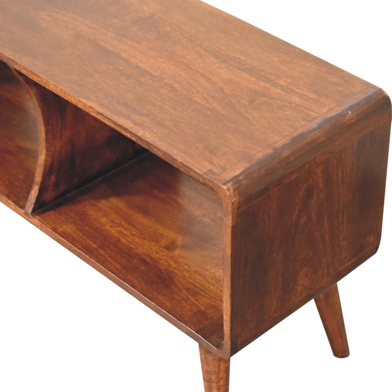 Curved Double Slot Media Unit - Dark Brown - R&R Furniture Gallery (Fountain Valley, CA)